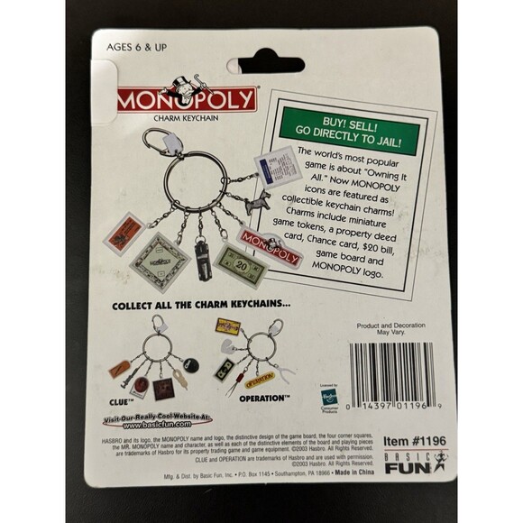 Vintage MONOPOLY Miniature Portable Travel Keychain 1998 Basic Fun SEALED - Picture 2 of 3